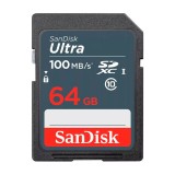 CARTAO SD 64GB SANDISK ULTRA 100MB/S SDXC FHD C10 SDSDUNR-064G-GN...