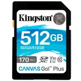 CARTAO SD 512GB KINGSTON CANVAS GO PLUS SDG3/512GB 170MB/S C10 U3...