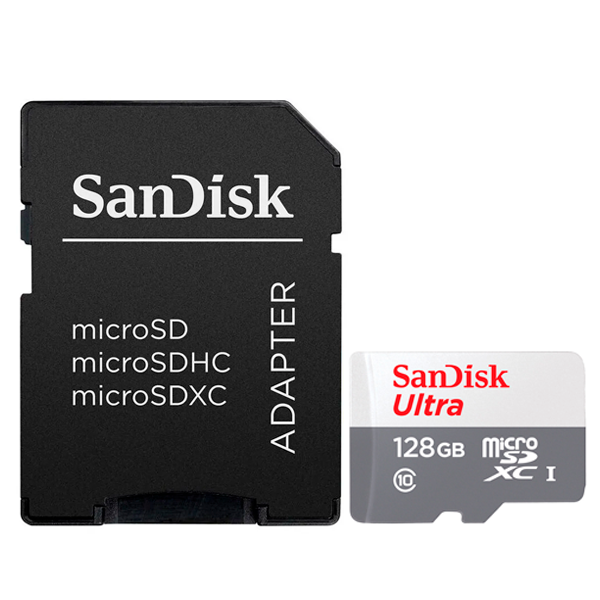 Anúncio: Cartão de Memória SanDisk Ultra, 128GB, Micro SD, UHS-I C10, 100MB/s, SDSQUNR-128G-GN3MA
