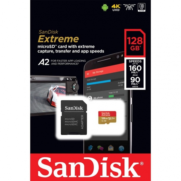 Anúncio: CARTAO MICROSD 128GB SANDISK EXTREME 160MB/S 4K SDSQXA1-128G-GN 6MA U3 V30