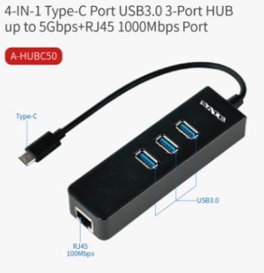 Anúncio: HUB USB-C SATE A-HUBC50 4EN1 USB3.0*3/RJ45 1000MBP