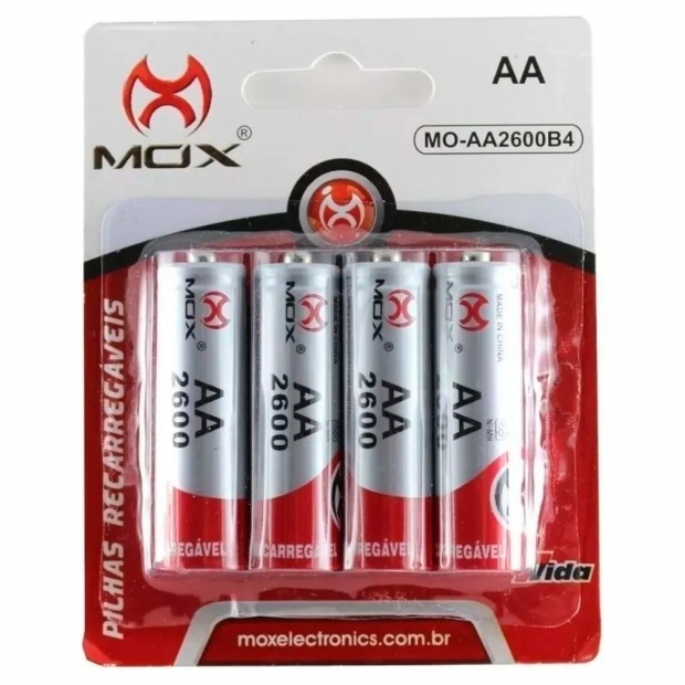 Anúncio: Pilhas Recarregável Mox AA com 4 Pilhas, 5000MAH