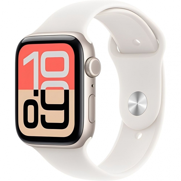Anúncio: Relogio Apple Watch SE 3 44MM MEHJ4LW/A Aluminio Starlight (2025) - Sport Band M/L
