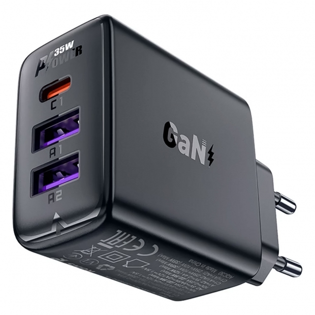 Anúncio: CARREGADOR ACEFAST A57 35W USB-A X2 + USB-C BLACK