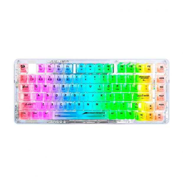 Anúncio: Teclado Gamer Mecânico Redragon ELF Pro K649CT, RGB 75% Sem Fio USB-C BT , Switch Crystal, Inglês, Transparente