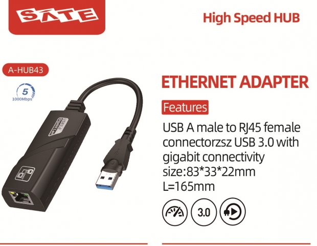 Anúncio: ADAPTADOR USB P/ RJ45 SATE A-HUB43 USB 3.0 PRETO