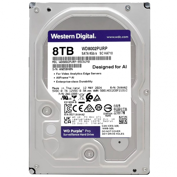 Anúncio: HD SATA3 8TB WESTERN WD8002PURP PURPLE PRO 7200RPM WD8002PURP