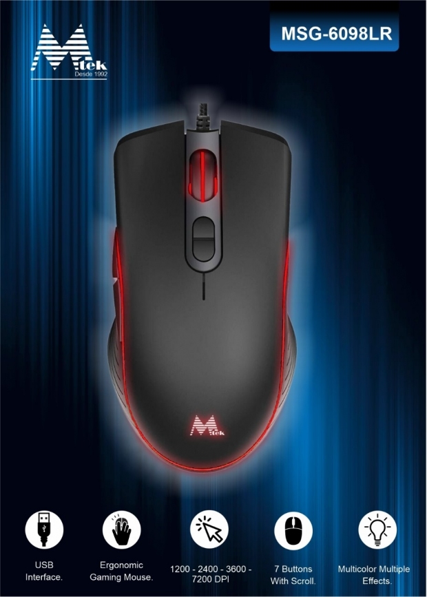 Anúncio: MOUSE MTEK MSG-6098LR 7200DPI MULTICOR USB BLACK
