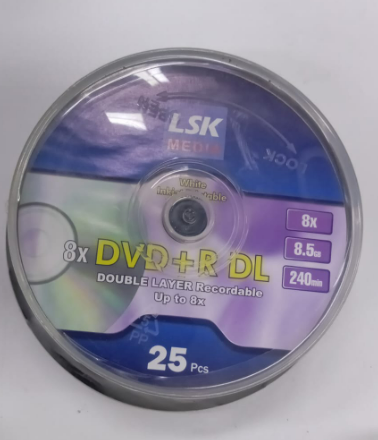 Anúncio: TUBO DVD LSK MEDIA DVD+R DL 8X 8.5GB 25PCS  DOULE LAYER