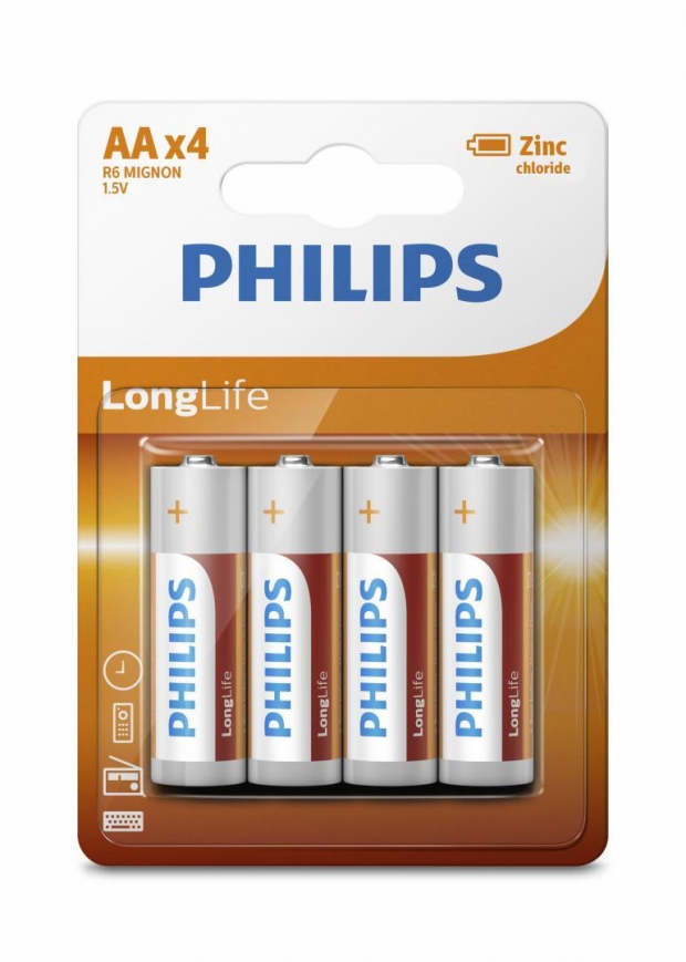 Anúncio: PILHA AA PHILIPS EXTRA ZINC R6L4B/70 PACK-4 ORANGE