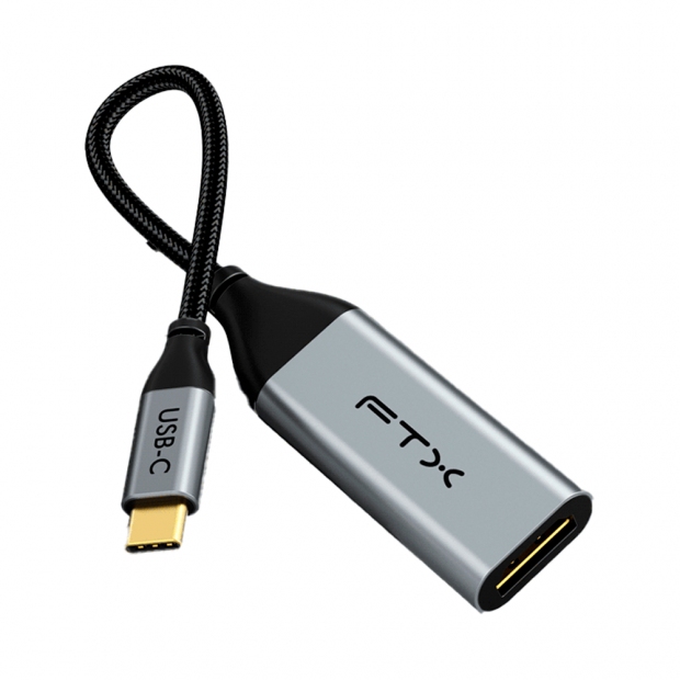 Anúncio: Adaptador USB-C Macho para HDMI Fêmea 4K 60Hz, FTX CT-C160-PU31-CMHDFN1, Carcaça de Alumínio, Nylon Trançado