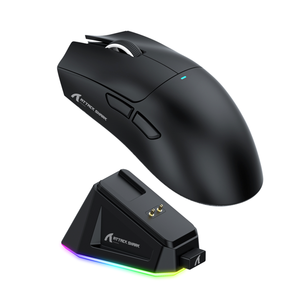 Anúncio: Mouse Gamer sem fio ATTACK SHARK X11 PAW-3311 Trimodo USB-C BT 2.4Ghz Black com Base