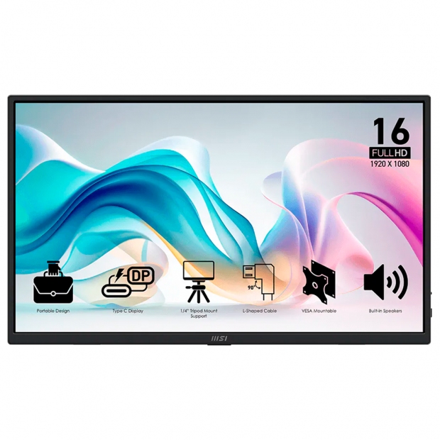 Anúncio: Monitor MSI PRO MP165 E6, 15.6" Full HD IPS 60Hz 4ms Adaptive-Sync HDMI, 9S6-3PE50M-004, Preto