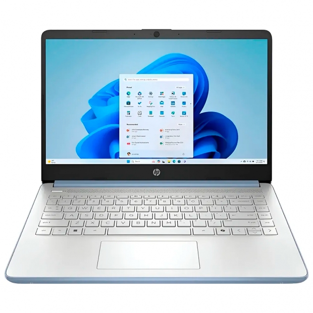 Anúncio: Notebook HP 14-DQ6102DX, Intel N150 (3.60GHZ), 4GB RAM, 128GB UFS, Tela 14" HD (1366 x 768), Windows 11 Home, Inglês, Azul claro