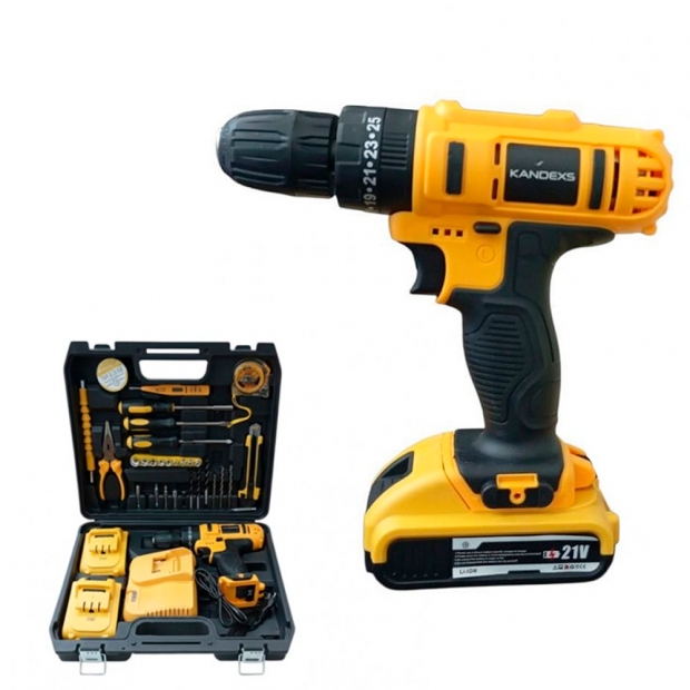 Anúncio: KIT PARAFUSADEIRA ELEC. KANDEXS SP-994 21V BLK/YEL BLACK/YELLOW