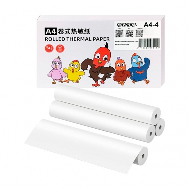 Anúncio: PAPEL DE IMP. TERMICA SATE A4-4 (4 ROLOS) *G