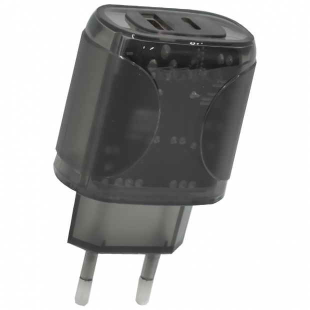 Anúncio: CARREGADOR SATE A-CC1203 ADAPTER USB+USB-C 12W TRA TRANSPARENTE BLACK