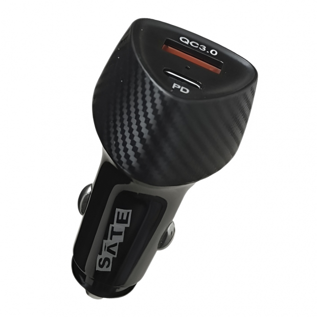 Anúncio: CARREGADOR SATE P/ CARRO A-CC2011 QC3.0+PD BLACK 30W