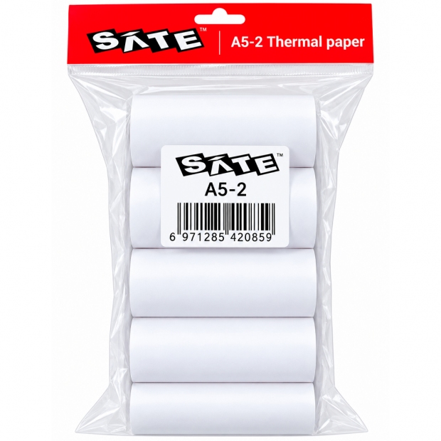 Anúncio: PAPEL DE IMP. TERMICA SATE ADESIVO A5-2 P/ QF300 5 UNIDADES