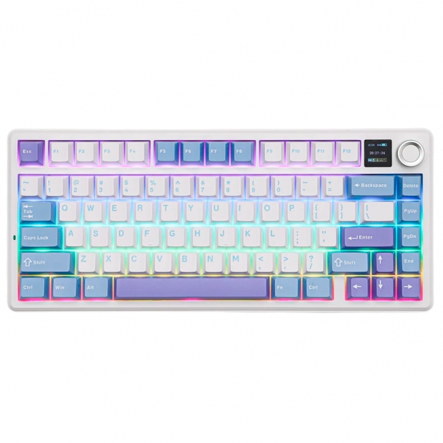 Anúncio: TECLADO MEC. AULA F75 MAX RGB WIRELESS C/CABO LIGHTBLUE WHITE + PURPLE USA