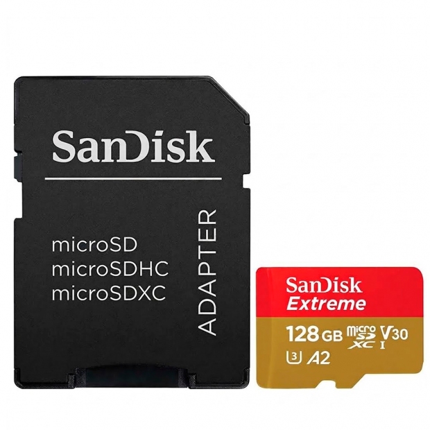 Anúncio: CARTAO MICRO SD 128GB SANDISK EXTREME 190MBS/90MB SDSQXAA-128G-GN GN6MA V30 U3 A2