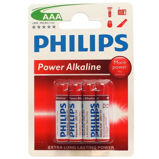 Anúncio: PILHA AAA PHILIPS ALKALINA LR03P4B/97 POWERLIFE 4