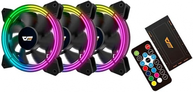 Anúncio: Cooler Fan de Gabinete Kit com 3, Aigo Darkflash CF11 Pro ARGB, Conector 6-pinos/Molex 4-pino/RGB 3-pinos, 120mm, com controladora, Preto