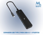 HUB USB MTEK HB-531TC 4 PORTAS 3.1 TYPE C/USB