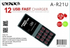 CARREGADOR USB SATE A-R21U 12 PORTAS 65W