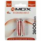 PILHA AAA RECARREGAVEL MOX AAA X2 3000MAH