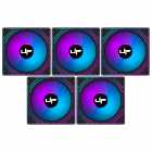 Kit com 5 Cooler Fan de Gabinete UP Gamer Rainbow, ARGB 5v, 120mm, c/Controle, Black