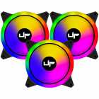 Kit com 3 Cooler Fan de Gabinete UP Gamer Fusion, ARGB 5v, 120mm, c/Controle, Black
