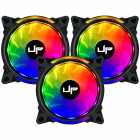 Kit com 3 Cooler Fan de Gabinete UP Gamer Elite, ARGB 5v, 120mm, c/Controle, Black