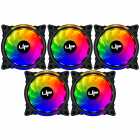 Kit com 5 Cooler Fan de Gabinete UP Gamer Elite, ARGB 5v, 120mm, c/Controle, Black