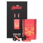 Fone Gamer Disney Marvel Iron Men DW-G9 TWS, Bluetooth 5.3, Dual MIC, Type-C, Touch, RGB, Vermelho