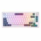 Teclado Mecanico sem fio 75% Royal Kludge RK-H81 RKH81-WHIT-QC, USB-C/Bluetooth/Wifi 2.4Ghz, RGB, Switch Sky Cyan, Ingles, White Night