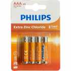 PILHA AA PHILIPS EXTRA ZINC R03L4B/70 PACK-4 ORANG ORANGE