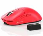 Mouse Gamer Sem Fio ATTACK SHARK X3 Pro PAW-3395, Trimodo USB-C BT 2.4Ghz, Red