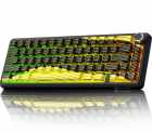 Teclado Game Magnetico sem fio 60% Attack Shark X65PRO HE, Tri-modes, USB-A/USB-C/Bluetooth/Wifi 2.4Ghz, RGB, Ingl�s, Black and yellow contour lines