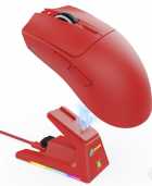 Mouse Gamer sem fio ATTACK SHARK X1 PAW-3395PRO Trimodo USB-C BT 2.4Ghz Red com Base