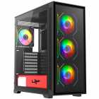 Gabinete Gamer UP Gamer Optmus, E-ATX, 4x Cooler, ARGB, Vidro temperado, Preto/Vermelho