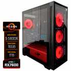 PC Gamer Montado TITAN Ryzen 5 5600X, Radeon XFX RX7600, 16GB RAM DDR4, SSD 1TB, Fonte 550W, 4x Fans RGB, Optmus Vidro Temperado
