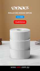 PAPEL DE IMP. TERMICA SATE A-L1202 3UNID. BRANCO  (15*600MM)  PARA IMP - A-L133