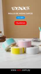 PAPEL DE IMP. TERMICA SATE A-L1201 4UNID COLOR (1X BRANCO,1X AMARELO, 1X AZUL, 1X ROSA. (15*40MM)   PARA IMP - A-L133