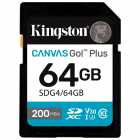 CARTAO SD 64GB KINGSTON CANVAS GO PLUS V30 U3 C10 SDG4/64GB 200MB/S