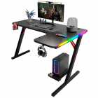 Mesa Gamer UP Gamer UPGP201BK, 1,60m Tampo Textura Fibra de Carbono, Estrutura em A�o, Ilumina��o RGB, Suporte Copo e Fone, Preto