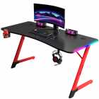Mesa Gamer UP Gamer UPGD2209, 1,40m Tampo Textura Fibra de Carbono, Estrutura em A�o, Ilumina��o RGB, Suporte Copo e Fone, Preto e Vermelho