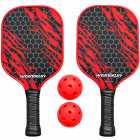 Kit Pickleball Iveinixun PK08051 Fibra 2 Raquetes 2 Bolas Case Vermelho