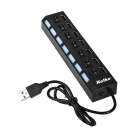 HUB USB KOLKE KAV-105 7 PORTAS 2.0 PRETO COM LED