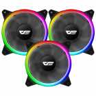 Cooler Fan de Gabinete Kit com 3, Aigo Darkflash DR12, RGB 5V, RGB 3-pinos/ PWM 4-pinos, 120mm, com Controlador, Preto